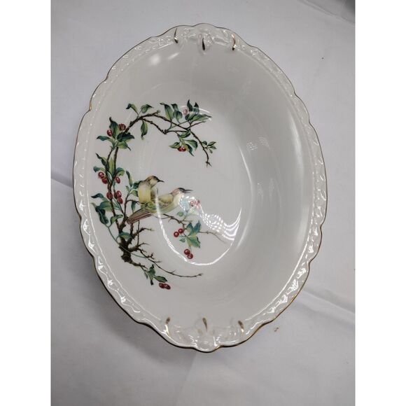 Royal Jackson Cherry Branch Oval Serving Bowl 10 inches Vintage Cottagecore - Picture 1 of 10
